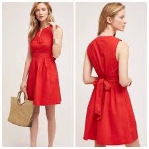 Maeve from Anthropologie Red Adrian Shirt Dress sz 2